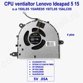Lenovo Ideapad 5 15IIL05 15ARE05 15ITL05 15ALC05 Koelventilator