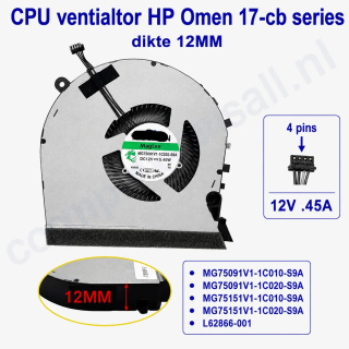 HP Omen 17-cb 17-cb0xxxxx 7-cb1xxxxx ventilator GPU of CPU