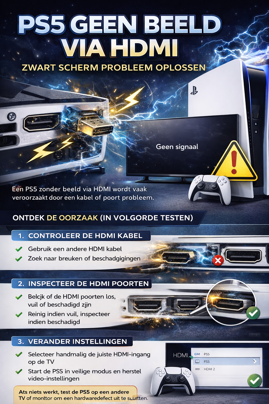 PS5 geen beeld via HDMI zwart scherm probleem