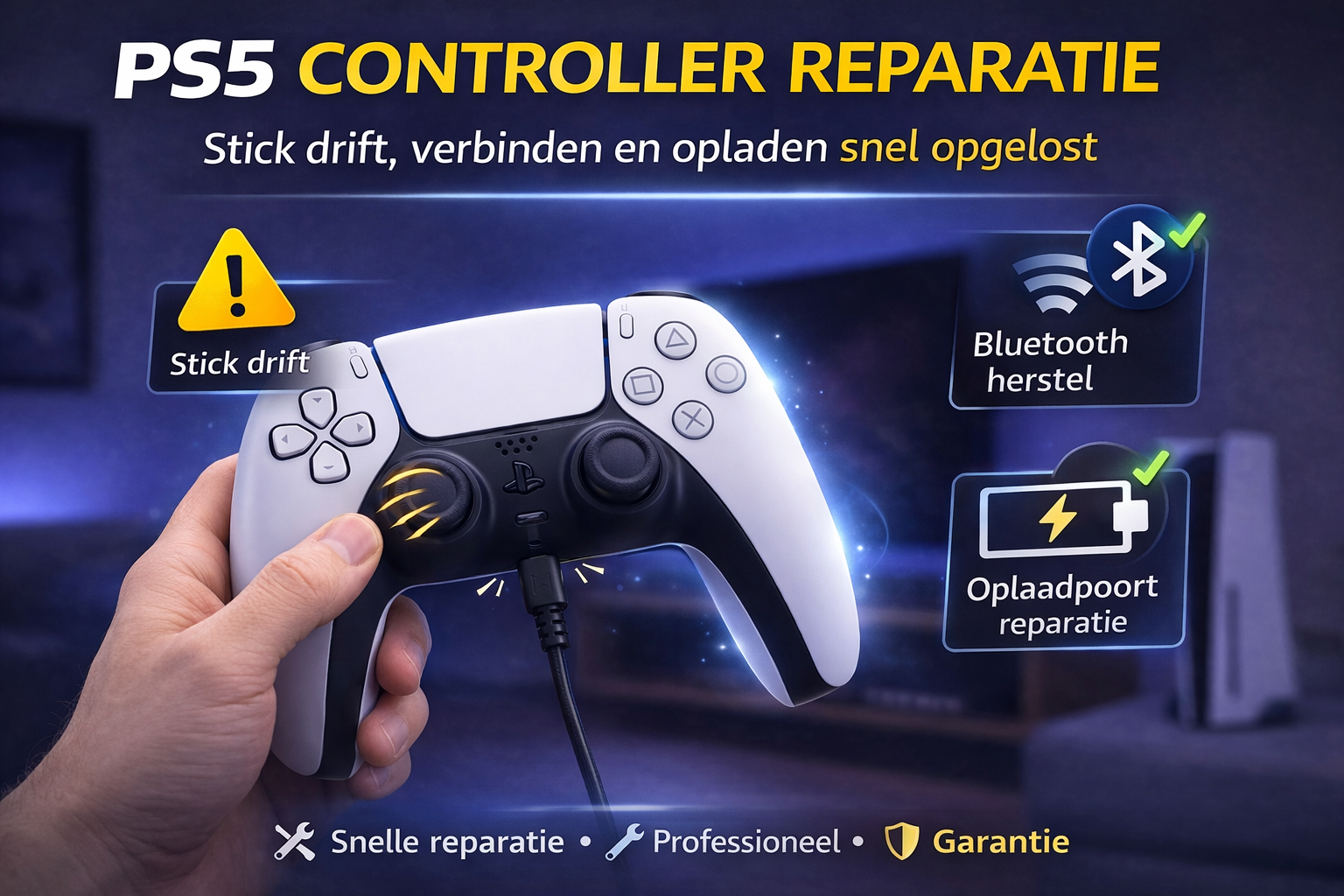 PS5 controller reparatie stick drift laadproblemen
