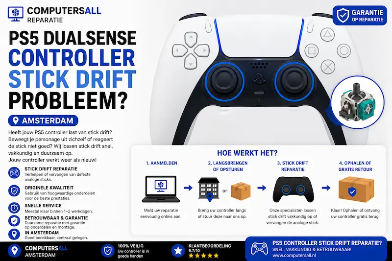 PS5 controller stick drift reparatie
