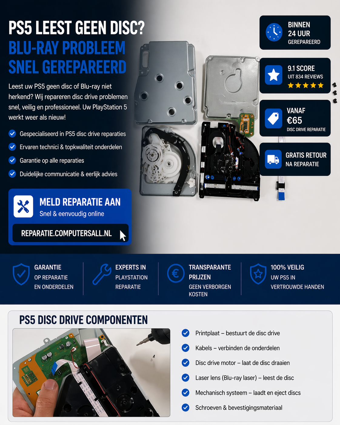 PS5 disc drive reparatie PS5 disc drive kapot laser vervangen