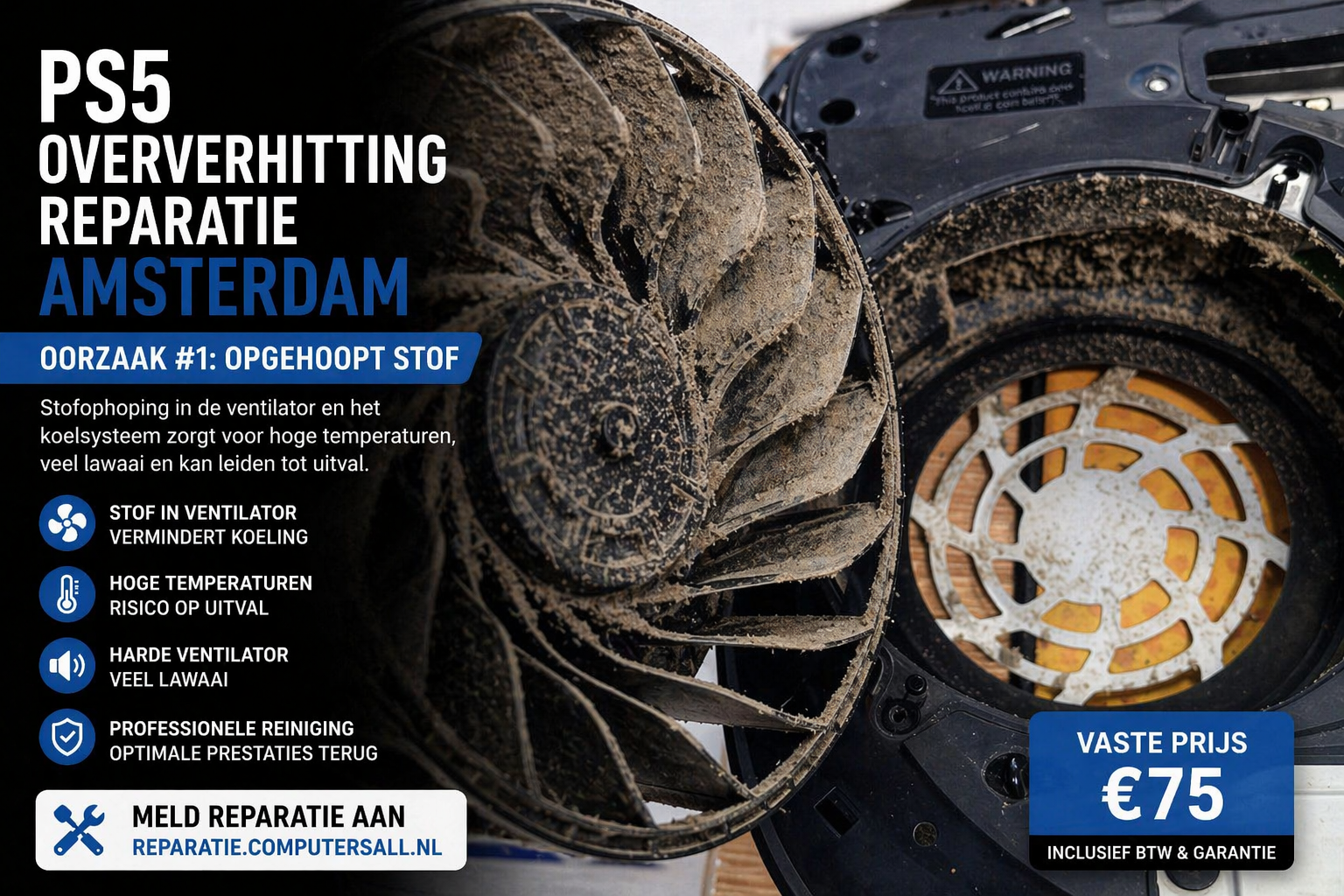 PS5 schoonmaken ventilator en koelsysteem reparatie